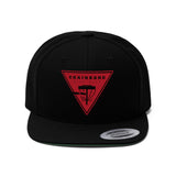 Unisex Flat Bill Hat-Red Logo