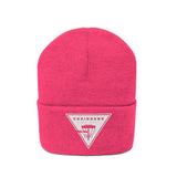 Chainbang-Knit Beanie- White logo