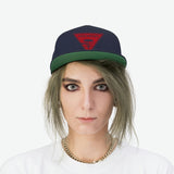 Unisex Flat Bill Hat-Red Logo