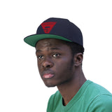 Unisex Flat Bill Hat-Red Logo