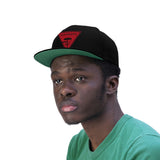 Unisex Flat Bill Hat-Red Logo