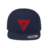 Unisex Flat Bill Hat-Red Logo