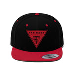 Unisex Flat Bill Hat-Red Logo